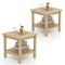 Costway 1/2 PCS 2-Tier Outdoor Side Table, Teak Wood End Table with Storage Shelf Natural